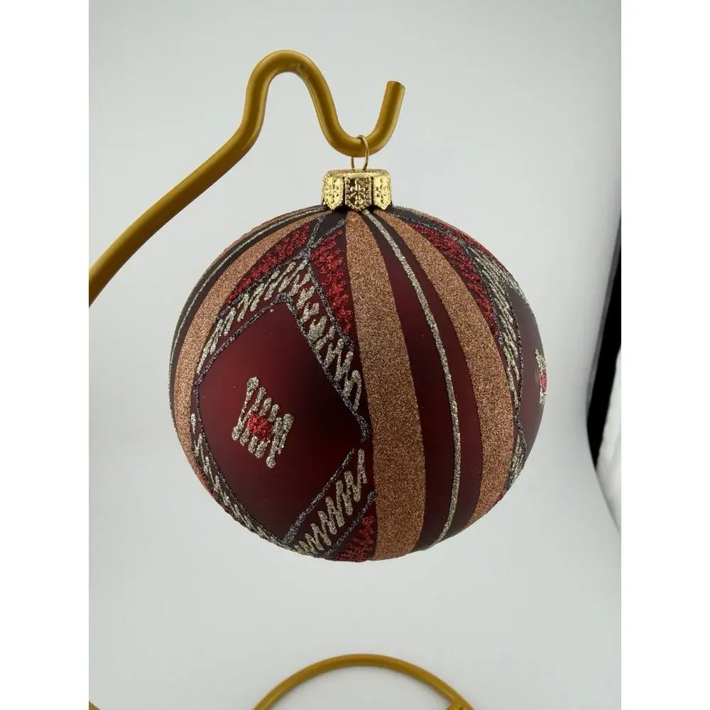 Large 4inch Hand Painted Native American Christmas Ornament Glass Red/Orange